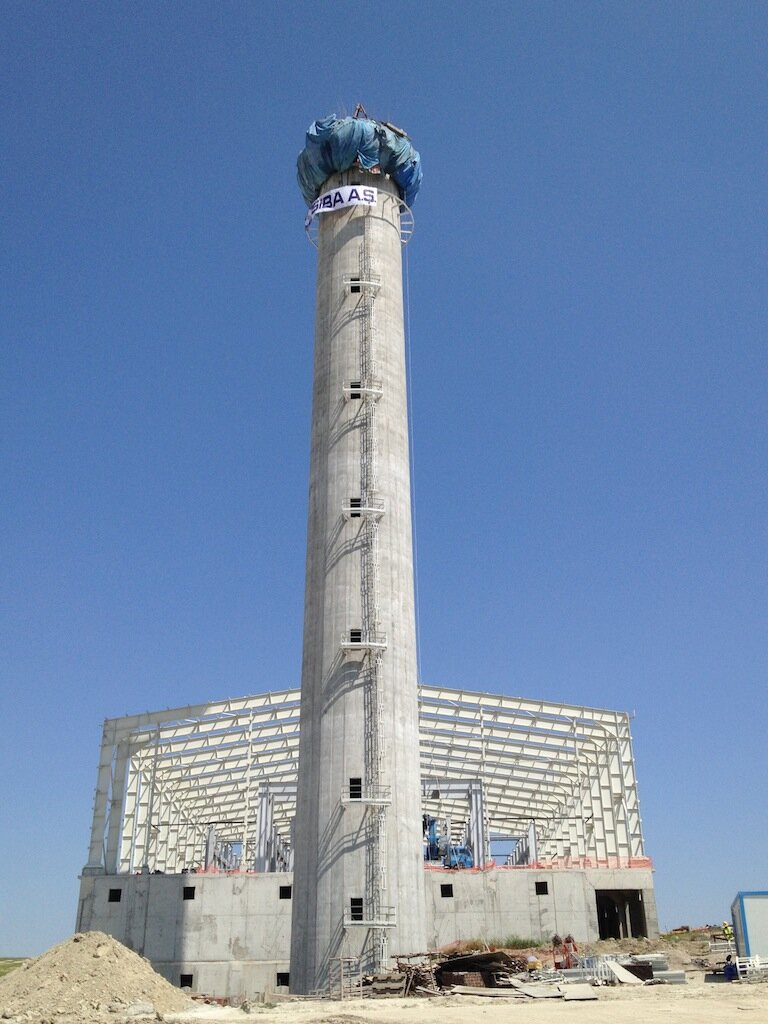 Şişecam Düzcam – Ankara (Polatlı) Factory Reinforced Concrete Chimney – chimneys construction site in Ankara, Türkiye (photo 2)