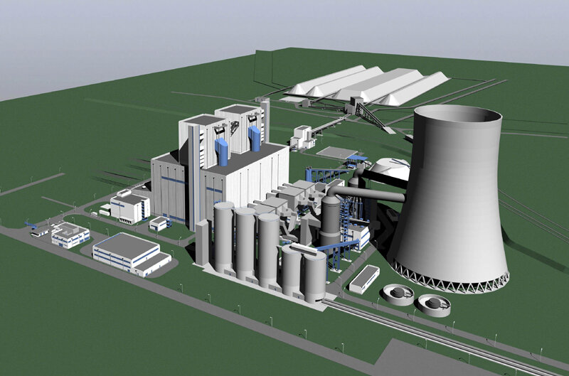 Maritza İztok East 1 Thermal Power Plant – Cooling Tower and Silo Structures – heavy industrial construction site in Galabovo, Bulgaria (photo 6)